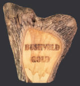 Bushveld Gold emblem in wood